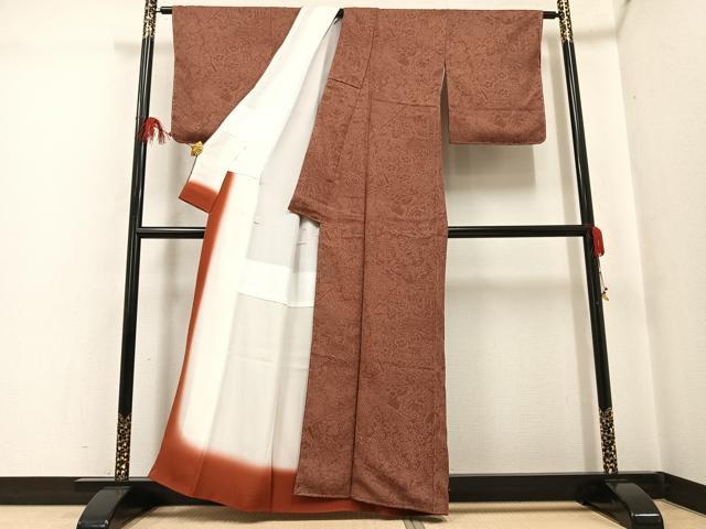 平和屋着物●人間国宝 初代 六谷梅軒(六谷紀久男)錐彫り 重要無形文化 財伊勢型紙 江戸小紋 草花文 正絹 逸品 未使用 AABF9578ph