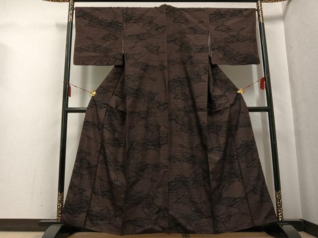 平和屋着物●結城紬 100亀甲 草木 正絹 逸品 AABF9592ph