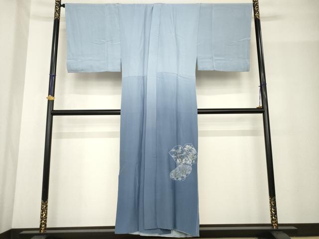 平和屋着物●男性 長襦袢 袷 手描き 風景文 正絹 逸品 AABF9607ck