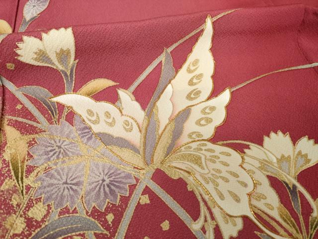 平和屋着物●豪華振袖 駒刺繍 花蝶文 金彩 正絹 逸品 AABF9612ck