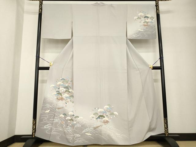 平和屋着物●訪問着 友禅 立波飛鶴風景文 暈し染め 正絹 逸品 AABF9614ck