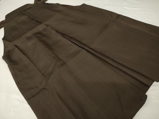 平和屋着物●男性 馬乗り袴 色無地 赤墨色 正絹 逸品 AABF9621ck