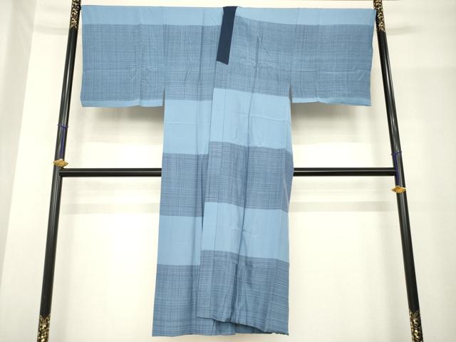 平和屋着物●男性 長襦袢 袷 横段格子文 正絹 逸品 AABF9624ck
