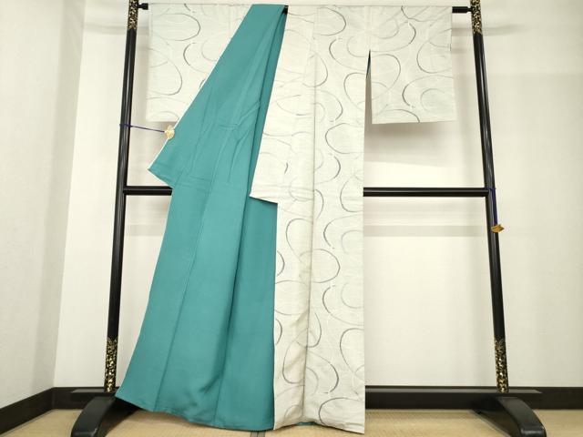 平和屋着物●本場大島紬 白大島 総絣 カタス7マルキ 波文 正絹 逸品 AABF9626ck