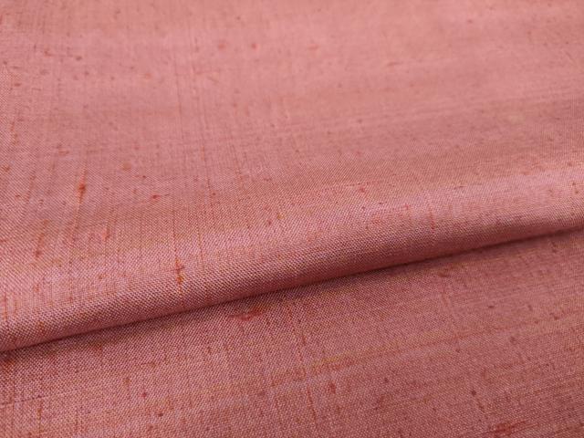 平和屋着物●紅花紬 米沢 色無地 蘇芳香色 正絹 逸品 未使用 AABF9627ck
