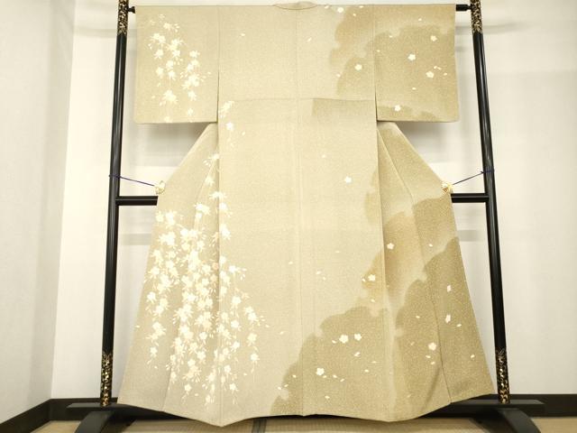 平和屋着物●訪問着 友禅 雪輪枝垂れ花文 正絹 逸品 AABF9633ck