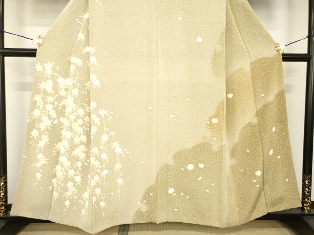 平和屋着物●訪問着 友禅 雪輪枝垂れ花文 正絹 逸品 AABF9633ck