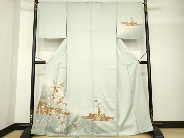 平和屋着物●訪問着 エ霞花文 暈し染め 金彩 正絹 逸品 AABF9637ck