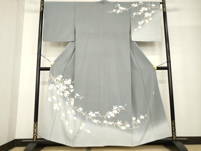 平和屋着物●訪問着 作家物 枝花文 暈し染め 金彩 正絹 逸品 AABF9638ck