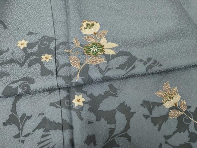 平和屋着物●染織作家 染織デザイナー 大島明 訪問着 更紗花文 金銀彩 金通し地 正絹 逸品 未使用 AABF9642ck