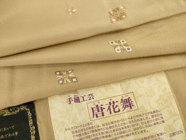 平和屋着物●上質な小紋 総刺繍 唐花舞 特殊堅牢染 手縫工芸 金糸 正絹 逸品 未使用 AABF9649ck