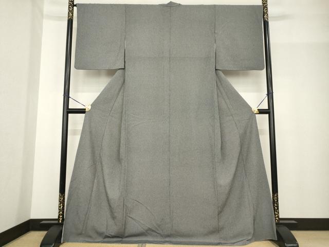 平和屋着物●江戸小紋 万筋 黒×白 ロング丈 洗える着物 AABF9650ck
