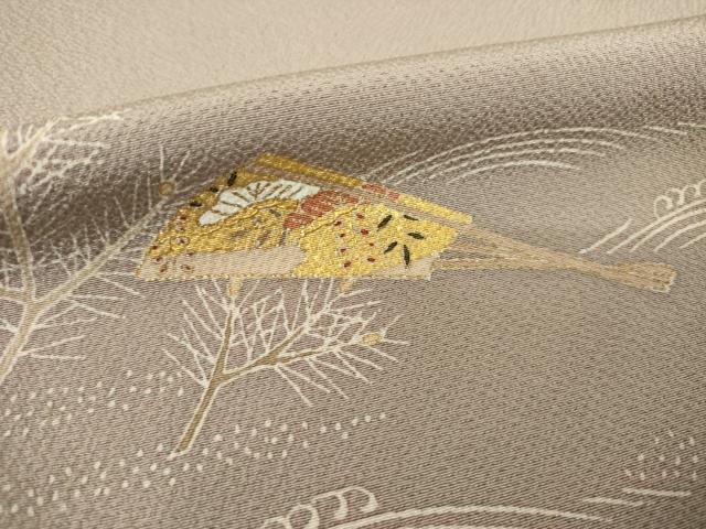 平和屋着物●訪問着 友禅 扇面花文 金彩 正絹 逸品 AABF9659ck