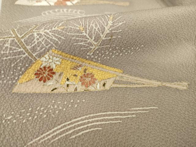 平和屋着物●訪問着 友禅 扇面花文 金彩 正絹 逸品 AABF9659ck