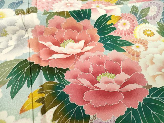 平和屋着物●豪華振袖 友禅 作家物 花車文 暈し染め 正絹 逸品 AABF9660ck