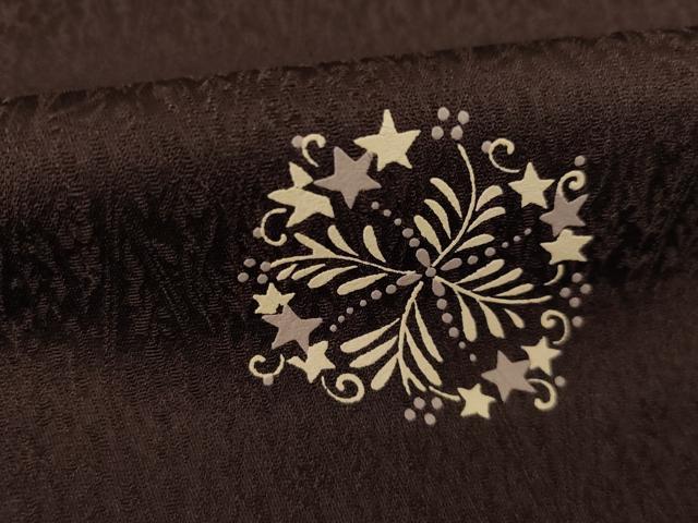 平和屋着物●印傳 小紋 飾花文 烏羽色地 正絹 逸品 AABF9661ck