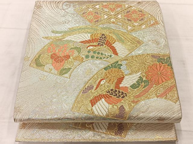 平和屋着物◎佐賀錦 六通柄袋帯 唐織 地紙花鳥文 金銀糸 正絹 逸品 AABF9699uk