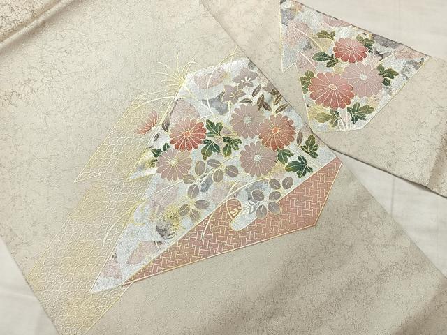 平和屋着物◎九寸名古屋帯 松皮菱花文 金銀彩 正絹 逸品 AABF9758uk