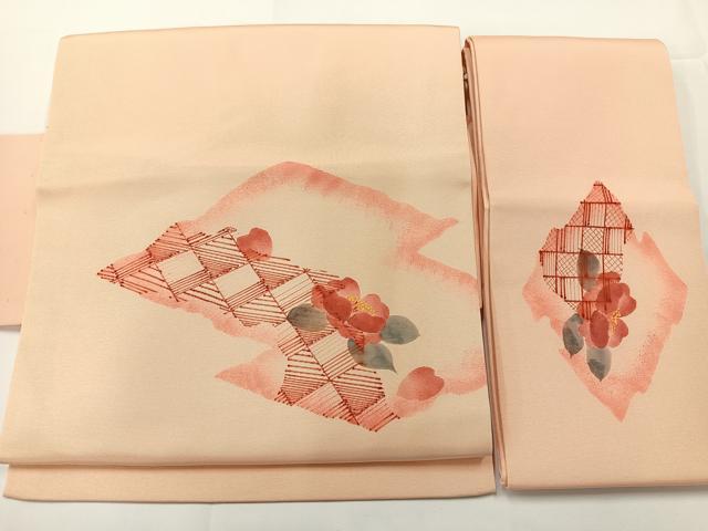 平和屋着物◎塩瀬 つけ帯 草花文 正絹 逸品 AABF9781uk