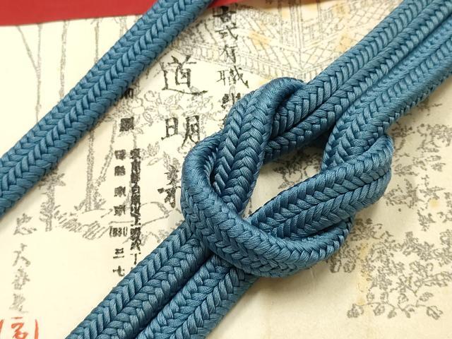 平和屋着物●極上 有職組紐道明 帯締め 冠組 紺鼠色 宮内庁御用 国立博物館御用 東京芸術大学御用 逸品 AABF9821ay