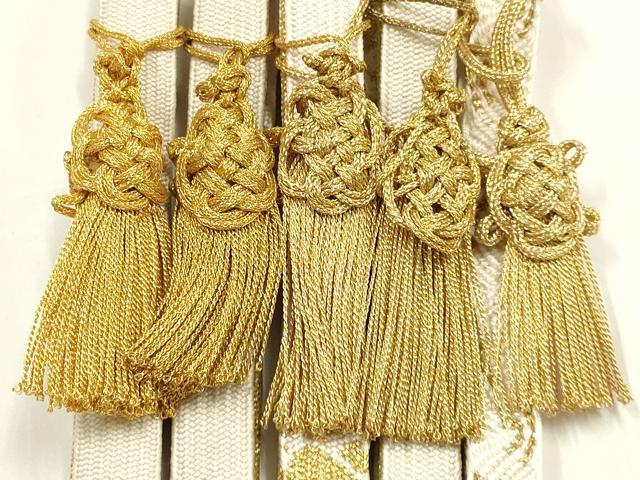 平和屋着物●和装小物 上質な帯締め5本セット 礼装用 高麗組 唐組 金糸 亀房付き 正絹 逸品 未使用 AABF9889ay