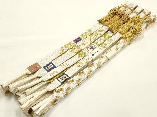 平和屋着物●和装小物 上質な帯締め5本セット 礼装用 高麗組 金糸 亀房付き 正絹 逸品 未使用 AABF9892ay