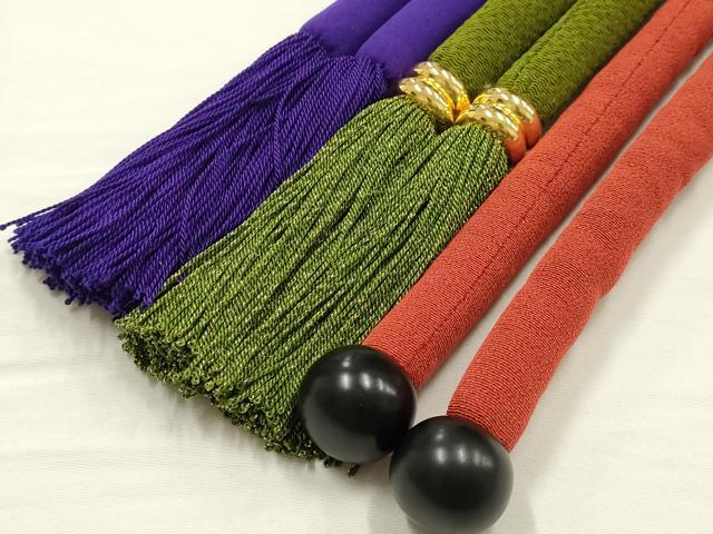 平和屋着物●和装小物 上質な帯締め3本セット 丸ぐけ 刺繍 松竹梅 花柄 金糸 撚り房 逸品 AABF9898ay