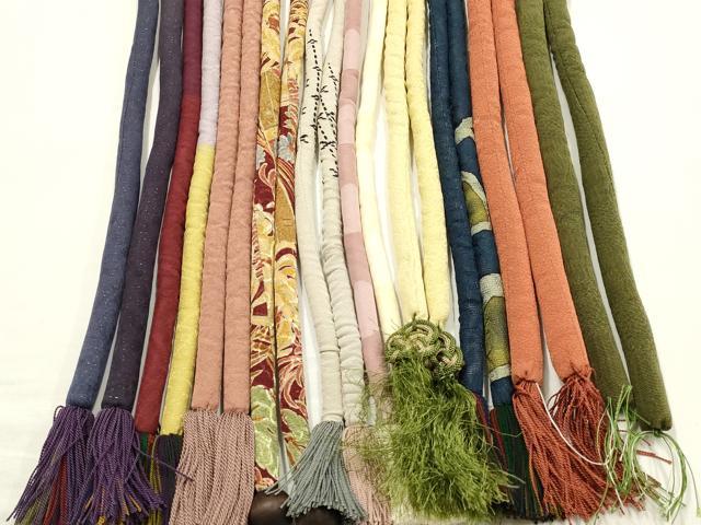 平和屋着物●和装小物 上質な帯締め10本セット 丸ぐけ 花柄 暈し 銀通し 撚り房 逸品 AABF9900ay