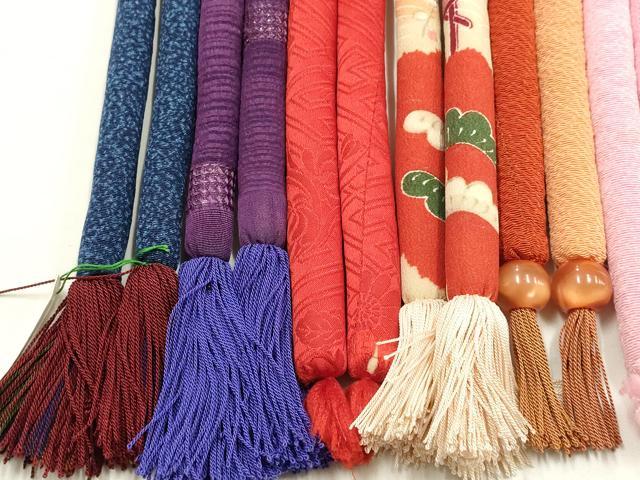 平和屋着物●和装小物 上質な帯締め10本セット 丸ぐけ 花柄 暈し 金糸 金彩 撚り房 逸品 未使用品あり AABF9903ay