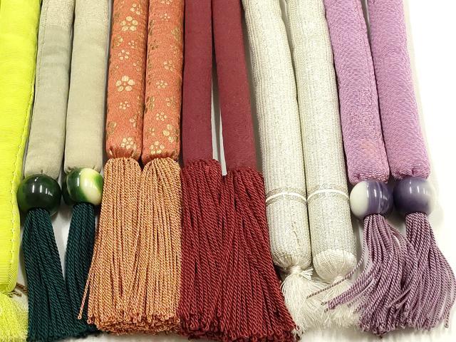 平和屋着物●和装小物 上質な帯締め10本セット 丸ぐけ 刺繍 花柄 暈し 金糸 金彩 銀通し 撚り房 逸品 AABF9904ay