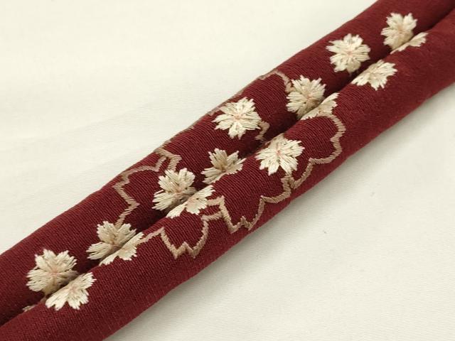 平和屋着物●和装小物 上質な帯締め3本セット 丸ぐけ 刺繍 花柄 桜 金糸 撚り房 逸品 AABF9908ay