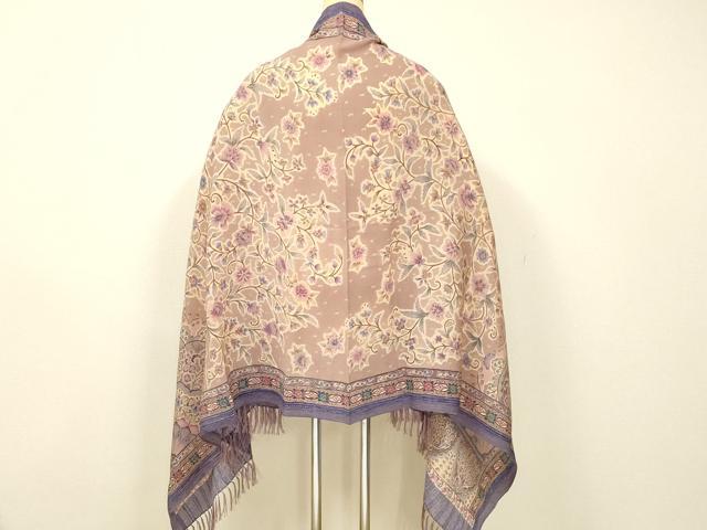 平和屋着物●岡重謹製 OKAJIMA 和装小物 手描き臈纈染布 ショール ストール 防寒 ファッション小物 大判 逸品 AABF9929ay