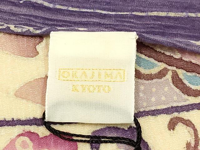 平和屋着物●岡重謹製 OKAJIMA 和装小物 手描き臈纈染布 ショール ストール 防寒 ファッション小物 大判 逸品 AABF9929ay