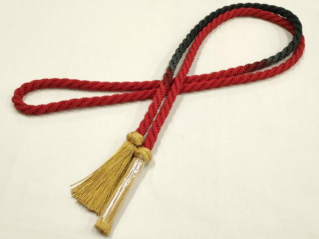 平和屋本店●和装小物 振袖用帯締め・帯揚げセット 舞花文 暈し染め 金彩 金通し地 小田巻 撚り房 逸品 未使用品あり AABF9933ay
