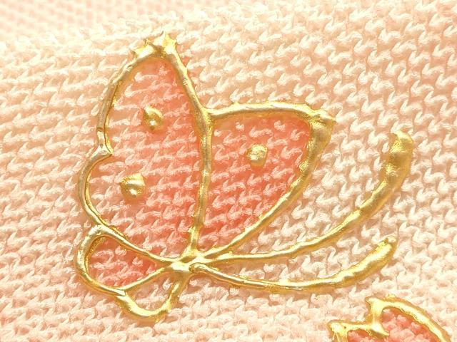 平和屋本店●和装小物 振袖用帯締め・帯揚げセット 総絞り 舞蝶花文 暈し染め 金糸 金彩 撚り房 逸品 未使用 AABF9937ay