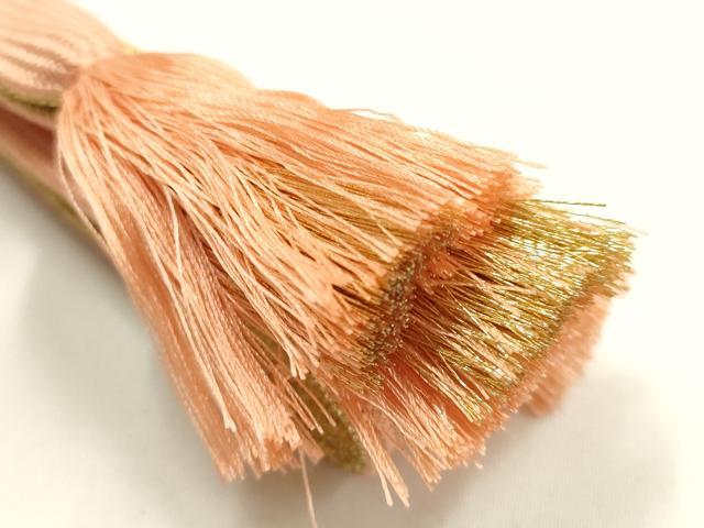 平和屋本店●和装小物 帯締め・帯揚げセット 高麗組 道長花文 金銀糸 古代ちりめん 正絹 逸品 未使用 AABF9945ay