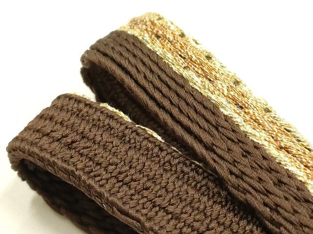 平和屋本店●和装小物 帯締め・帯揚げセット 刺繍 松竹梅丸文 金糸 金通し地 リバーシブル 逸品 未使用 AABF9948ay
