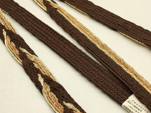 平和屋本店●和装小物 帯締め・帯揚げセット 刺繍 松竹梅丸文 金糸 金通し地 リバーシブル 逸品 未使用 AABF9948ay