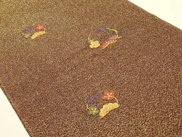 平和屋本店●和装小物 帯締め・帯揚げセット 刺繍 松竹梅丸文 金糸 金通し地 リバーシブル 逸品 未使用 AABF9948ay