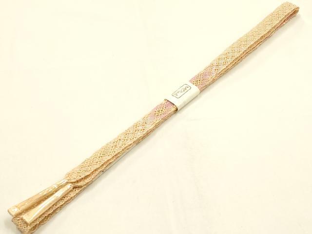 平和屋本店*夏物 和装小物 帯締め・帯揚げセット 平組 レース組 流水花地紋 暈し染め 金糸 逸品 未使用 AABF9949ay