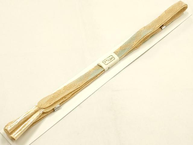 平和屋本店*夏物 和装小物 帯締め・帯揚げセット 平組 レース組 垂れ葉文 逸品 未使用 AABF9950ay