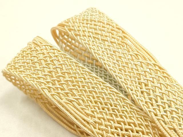 平和屋本店*夏物 和装小物 帯締め・帯揚げセット 平組 レース組 垂れ葉文 逸品 未使用 AABF9950ay