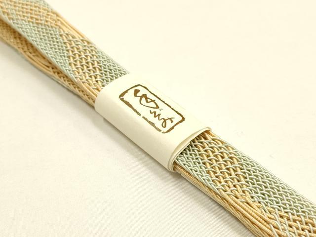 平和屋本店*夏物 和装小物 帯締め・帯揚げセット 平組 レース組 垂れ葉文 逸品 未使用 AABF9950ay