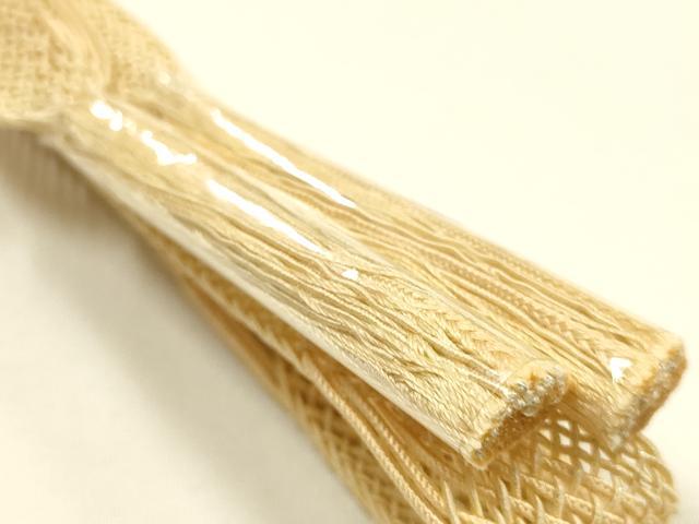 平和屋本店*夏物 和装小物 帯締め・帯揚げセット 平組 レース組 垂れ葉文 逸品 未使用 AABF9950ay