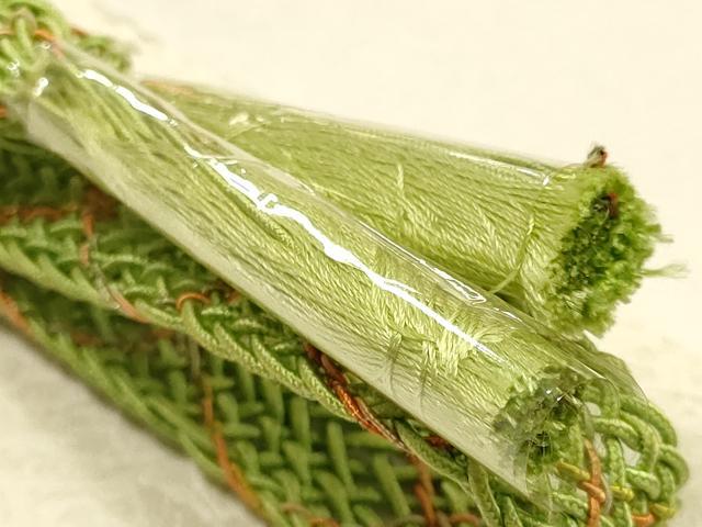 平和屋本店*夏物 和装小物 帯締め・帯揚げセット 平組 レース組 枝葉文 暈し染め 金糸 逸品 未使用 AABF9952ay