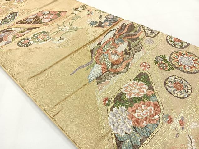 平和屋着物◎六通柄袋帯 唐織 二条城瑞雲間天井絵 金糸 正絹 逸品 AABG0011uk