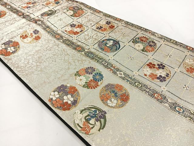 平和屋着物◎六通柄袋帯 唐織 花丸文 金銀糸 正絹 逸品 AABG0016uk