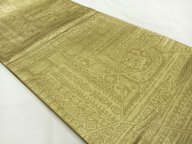 平和屋着物◎六通柄袋帯 壁画文様 金糸 正絹 逸品 AABG0036uk