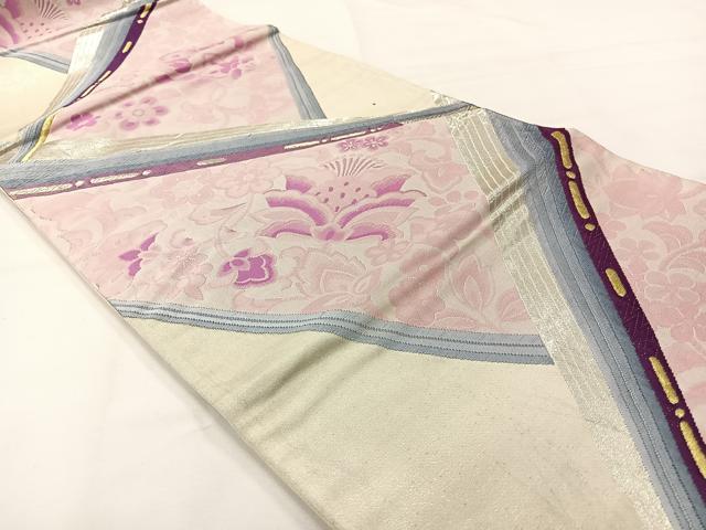 平和屋着物◎六通柄袋帯 唐織 更紗花文 正絹 逸品 AABG0103uk