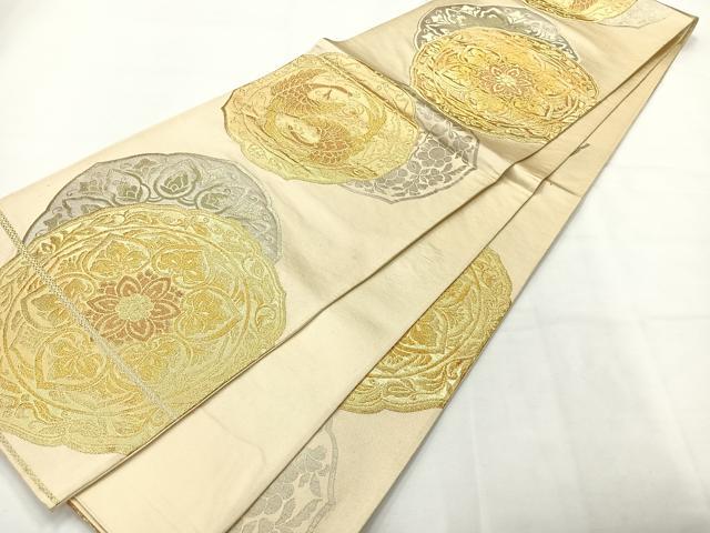 平和屋着物◎六通柄袋帯 鳳凰花文 金銀糸 正絹 逸品 AABG0117uk